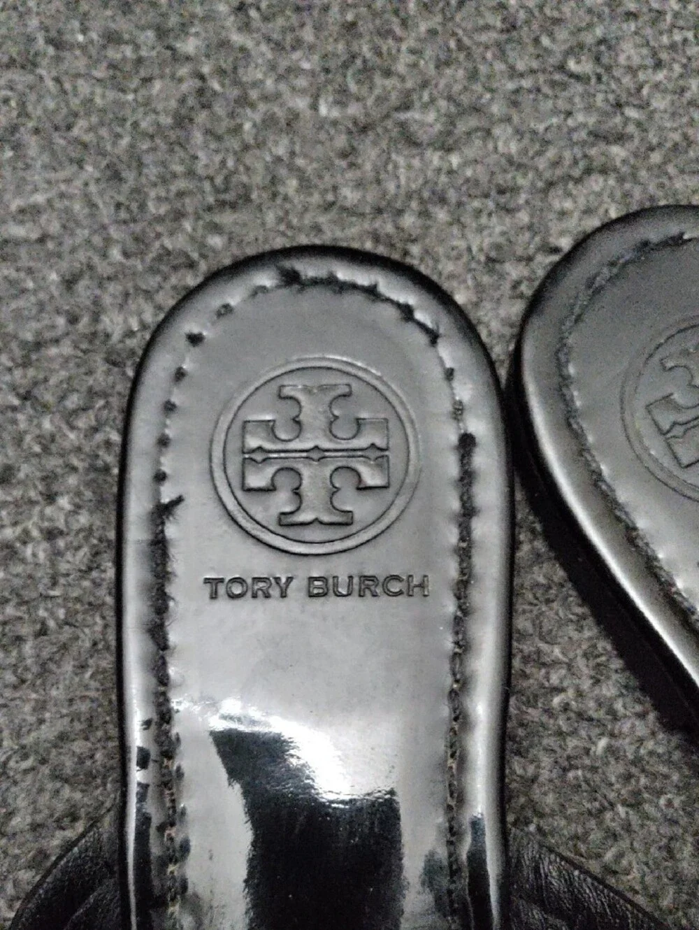 Tory Burch Black Patent Logo Thong Sandals